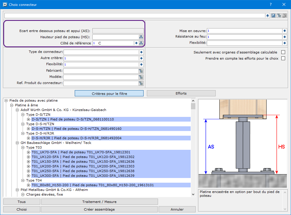 Pied de poteau - Fenêtre principale